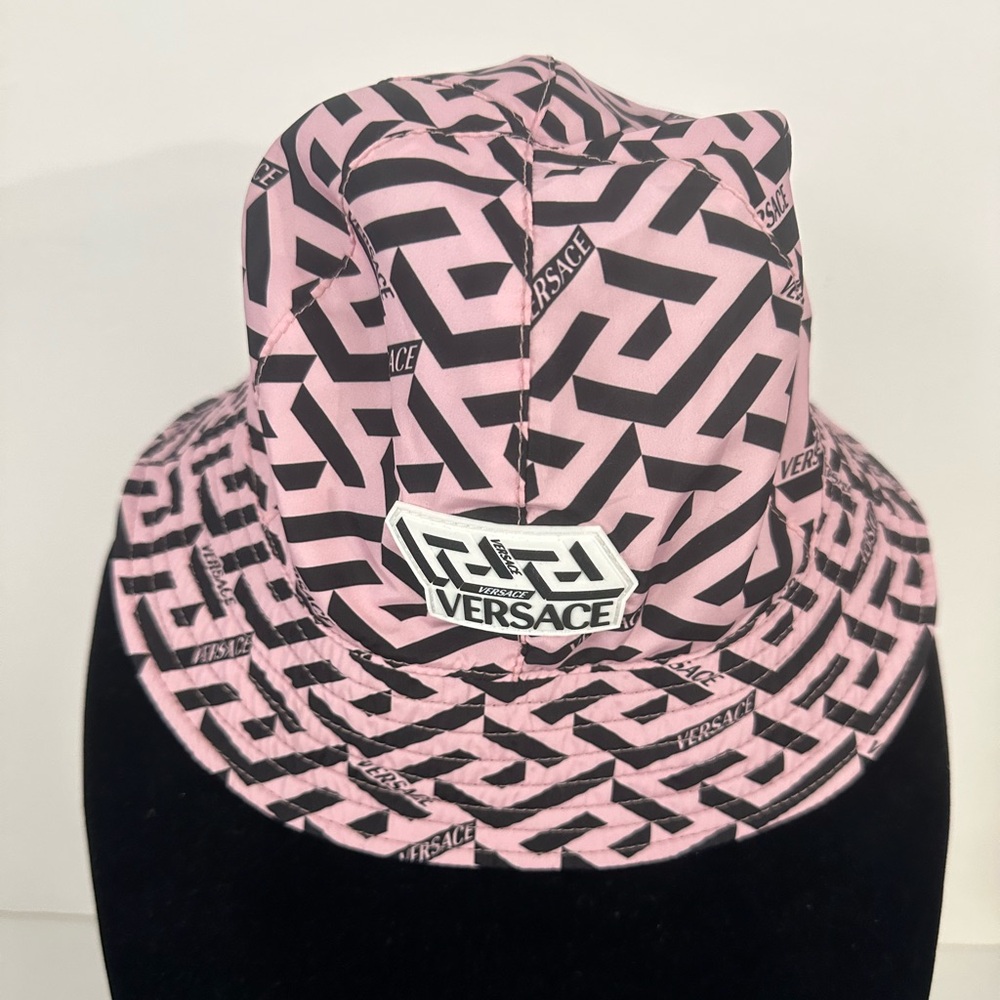 Versace Pink and Navy Bucket Hat Size 57 NEW